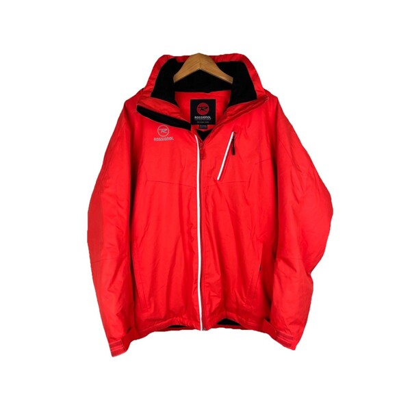 Vintage Men’s Large Rossignol Pro 20000 Waterproof Hooded Ski Jacket Red Orange